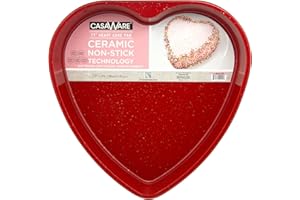 casaWare Ceramic Coated NonStick 11-Inch (10-Cup) Heart Pan Red Granite