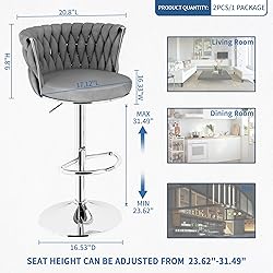 AWQM Velvet Bar Stool Set of 2,Counter Height