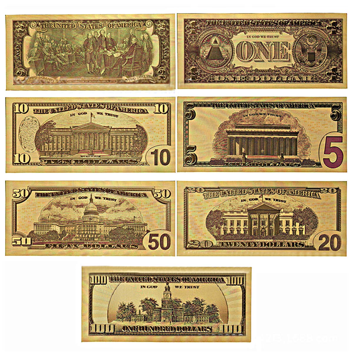 14 Pack Long7ines Usa President 1 2 5 10 50 100 Dollar Bill Banknote 24k Gold Coated Legacy Limited Edition Chief Executive Banknote Bill Great Gift For Coin Currency Collectors And Republican Toys Games Pretend Play