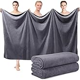 Mixweer 2 Pcs Oversized Bath Towels, 40 x 80 Inch Giant Microfiber Jumbo Bath Sheets Ultra Soft Bathroom Microfiber Quick Dry Absorbent Shower Towels for Spa Camping Beach (Dark Grey)