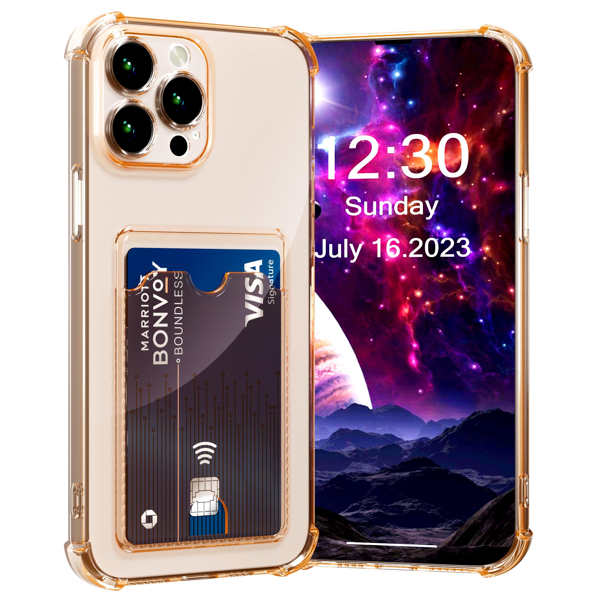 AKABEILA Case for iPhone 13 Pro Max Clear Slim Phone Case Soft TPU Wallet Case Bag Cover with Card Slot Holder Shockproof 6.7 Inch