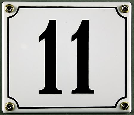 Emaille Hausnummernschild - Wählen Sie Ihre Nummer - Zahlen 1 bis 30 verfügbar - weiß/schwarz 12x12 cm und 12x14cm - sofort l