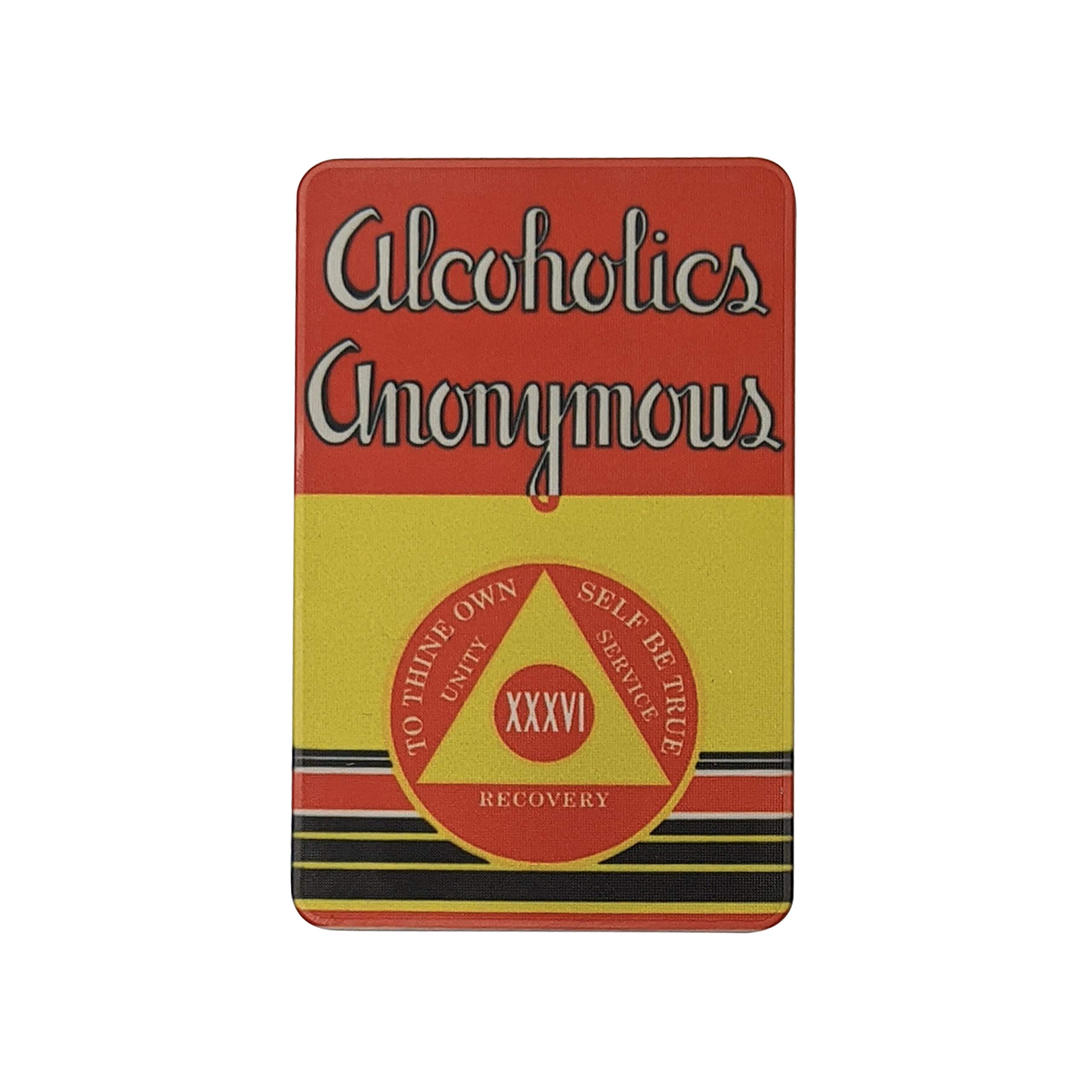 MYRECOVERYSTORE First Edition” Big Book Alcoholics Anonymous Rectangular AA Sobriety Chip with How It Works (Years 1-50 Offered) Wallet Card Style Recovery Chip (Year 36)