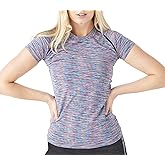 MAXXIM Women's Essentials Solids Space Dye Snug Fit Short Sleeve T-Shirt for Yoga Gym Workout Running