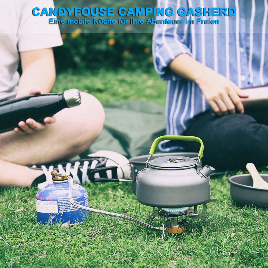Camping Gasherd Portable 3700W Big Power Winddicht Campingkocher Faltbar mit Bequeme Piezo Zündung, Durable Split Ofen Herd mit Tragetasche für Outdoor Kochen, Camping, Backpacking-Silber