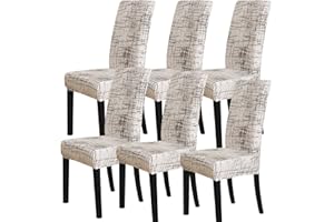 FORCHEER Dining Room Chair Covers for Dining Room Set of 6,Stretch Dining Chair Cover for Dining Room Kitchen Washable Removable(6 Pack,Printed Geometric Pattern)