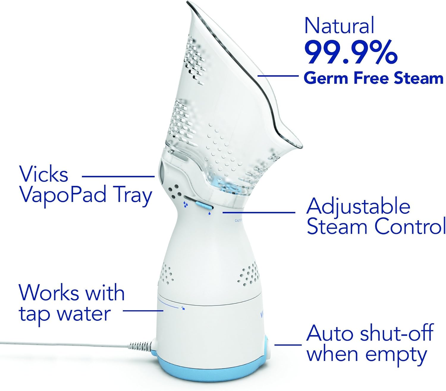 Vicks Personal Sinus Steam Inhaler Face Steamer or Inhaler with Soft Face Mask for Targeted Steam Relief, Aids with Sinus Problems, Congestion, Cough, Use With Soothing Menthol Vicks VapoPads: Health & Personal Care