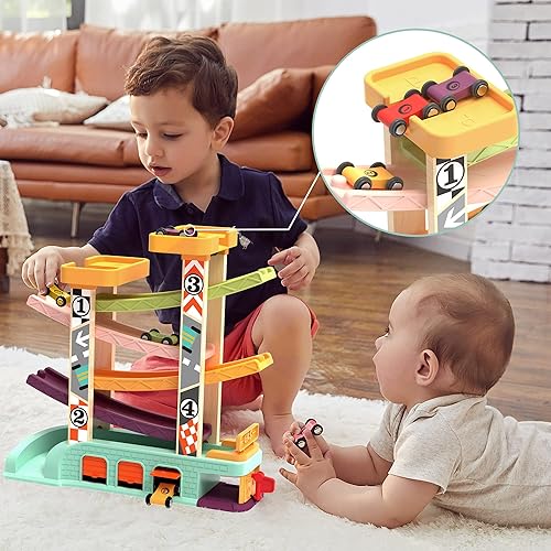 TOP BRIGHT Car Ramp Toys for Toddlers 1-3, Montessori Toys for