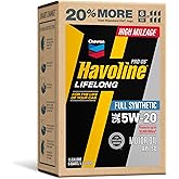 Havoline Motor Oil 5w20 PRO-DS Lifelong Full Synthetic Smart Change Engine Oil, 5W-20, 6 Quarts, Pack of 1