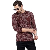 Maniac Men's Fullsleeve Round Neck All Over Printed Navy Cotton Tshirt