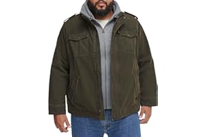 Levi's Men's Washed Cotton Hooded Military Jacket (Regular & Big & Tall Sizes)