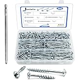 350 PCS Pocket Hole Screws Assortment Kit, 5 Sizes #8 x 1, 1-1/4", 1-1/2", 2", 2-1/2",Square Drive Self Tapping Coarse Thread Wood Screws Set, Zinc Coated, Drive Bit Included Suitable for Indoor