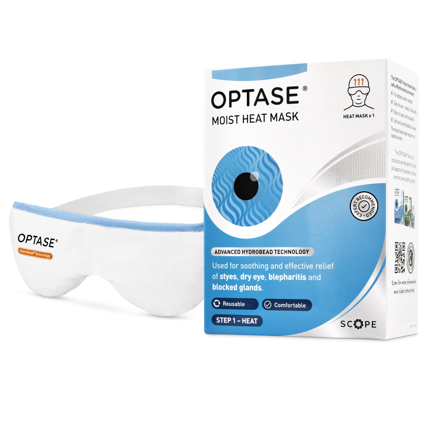 Optase, Moist Heat Eye Mask Washable and Reusable Eye Mask HydroBead Technology for Dry Eye Relief