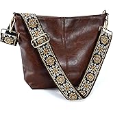 Huwzder Hobo Bags Vegan Leather Crossbody Bag Guitar Strap Shoulder Purses with Zipper Handbags for Women