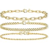 Extra Large Anklets for Women Large Ankle, 14K Real Gold Stack Anklets for Women Waterproof, 10"+2" Adjustable Non Tarnish Large Ankle Bracelets for Women Big Ankles, Ankle Bracelets Set Vacation Jewelry
