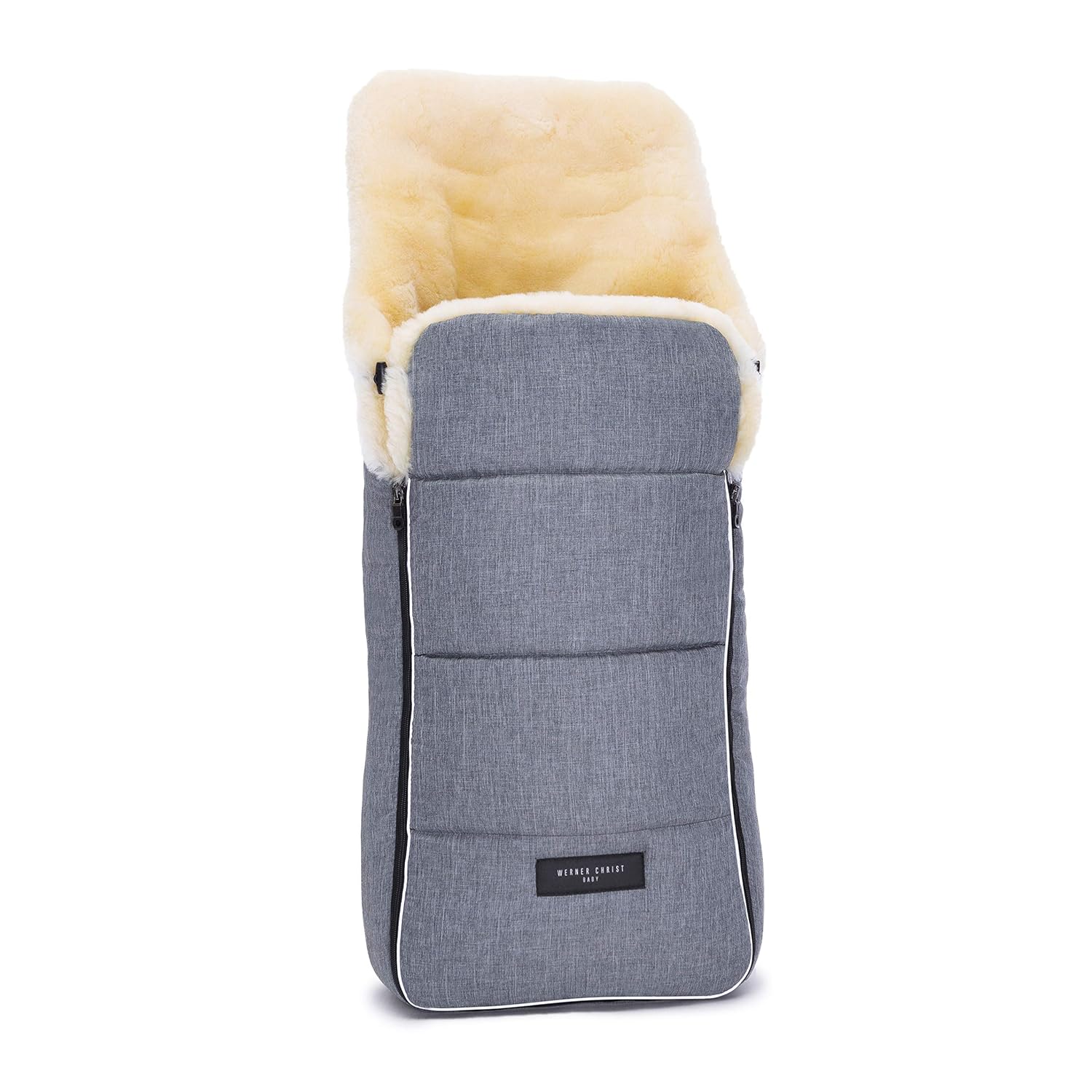 Lammfell Kinderwagen-Fußsack AROSA von WERNER CHRIST BABY – kuscheliger Buggy Lammfell-Fußsack, medizinisches Fell, als Wickelunterlage &amp; Kinderwageneinlage verwendbar, in blu (blau-meliert)