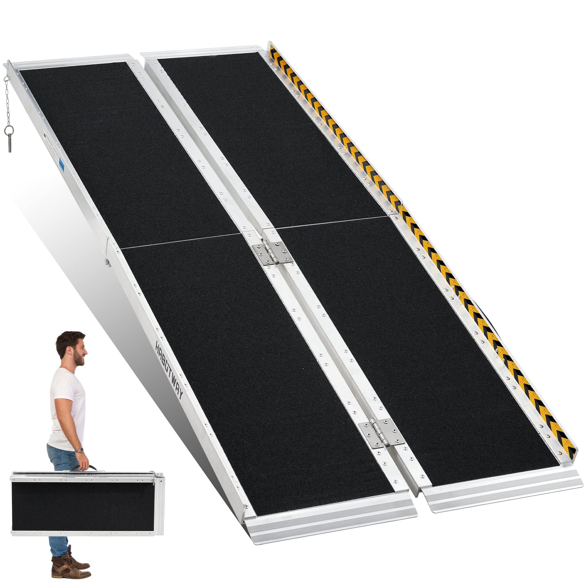 Photo 1 of HABUTWAY 6ft Wheelchair Ramp, Portable Wheelchair Ramps for Home Steps, Double Non-Skid Ramps Hold Up to 800Lbs, Threshold Ramp for Home,Stairs, Curbs,Steps,Doorway