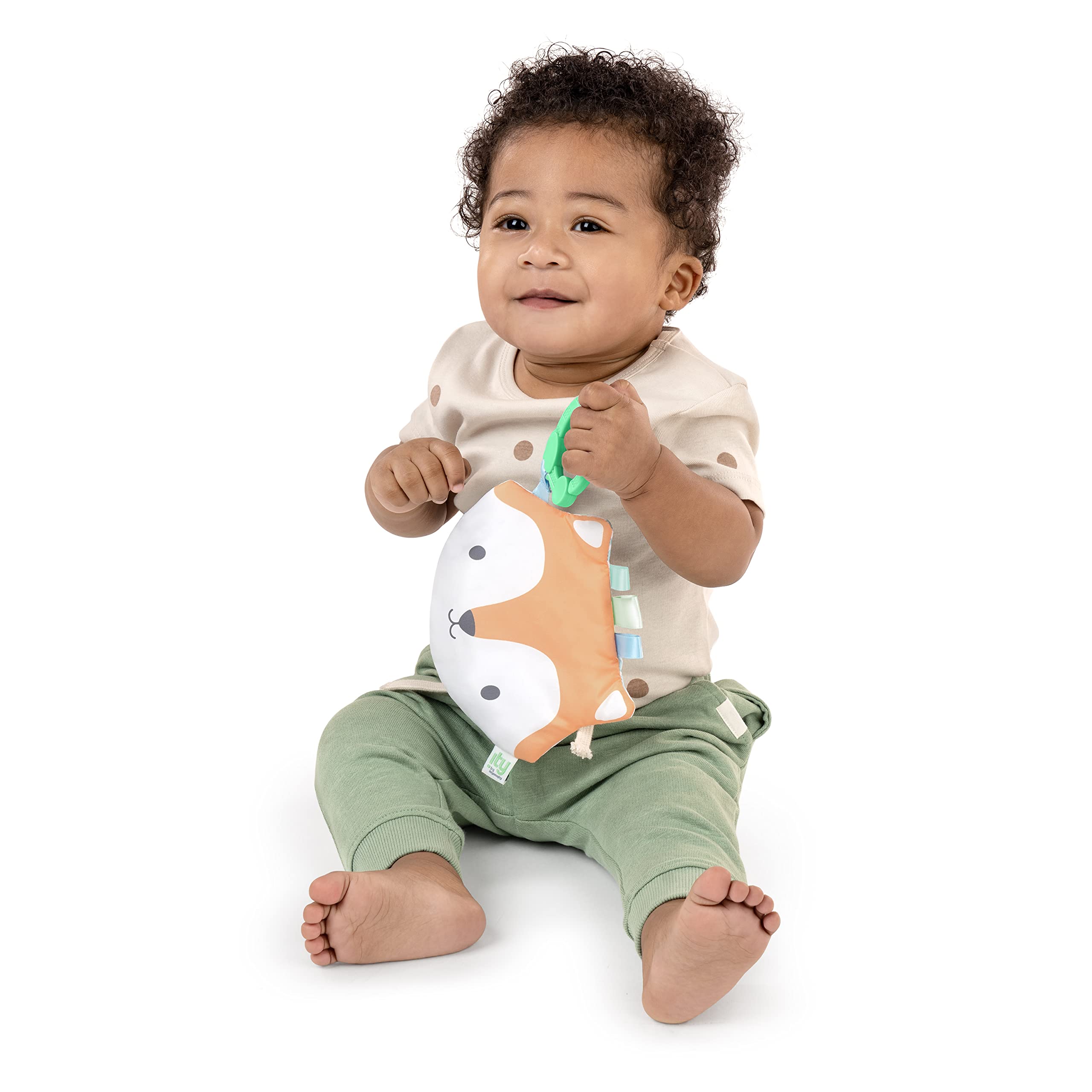 Ingenuity: ity by Ingenuity Crinklet, Fox Crinkle Toy for Newborn and Up, Satin Ribbon Tags, C-Link Attachment, Unisex - Kitt