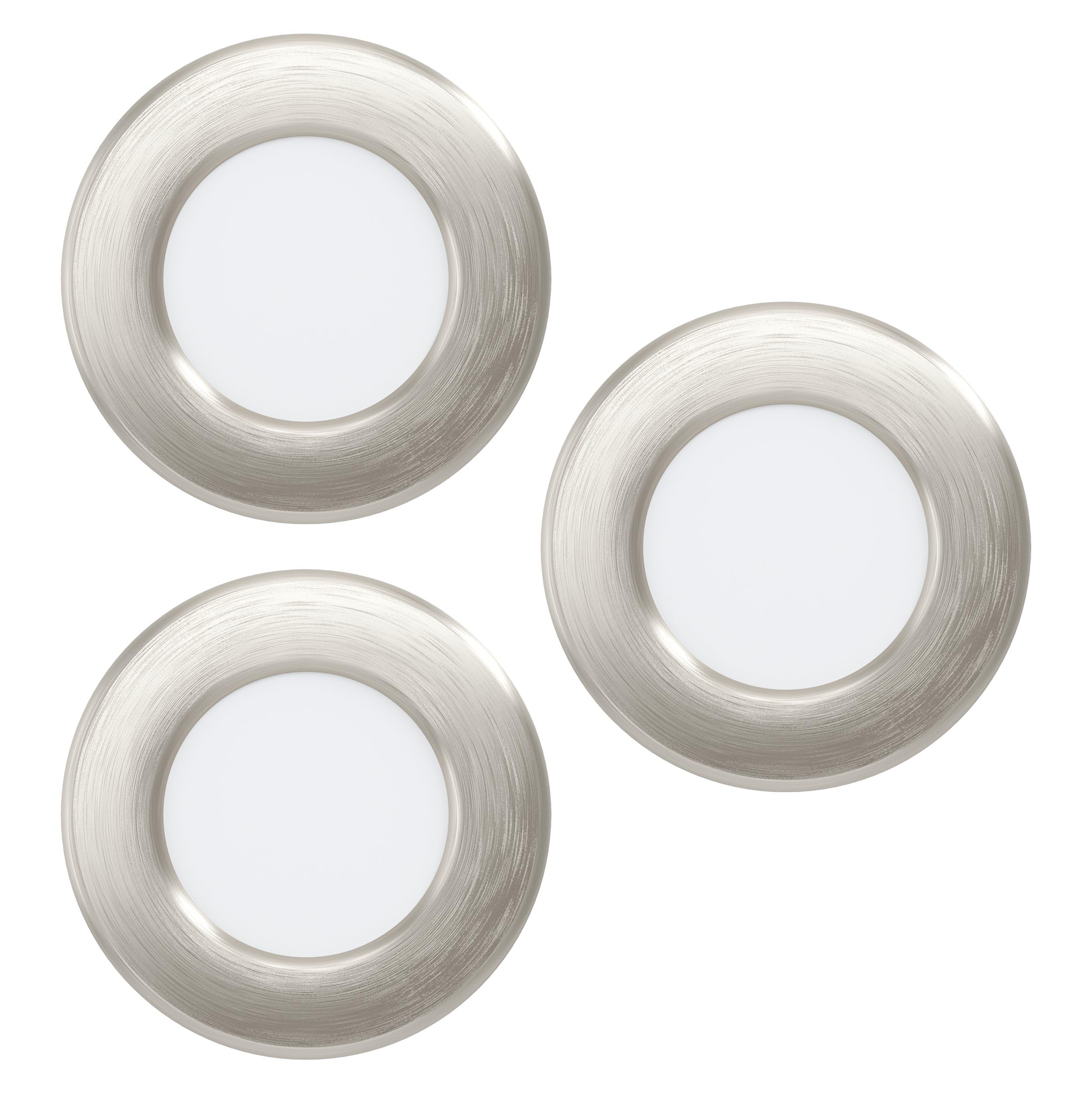 Eglo Set of 3 recessed LED Ceiling Spots Fueva 6, Round spotlights, Ceiling lamp Made of Plastic in Silver and White, Warm White-Cold White, ∅ 8.6 cm
