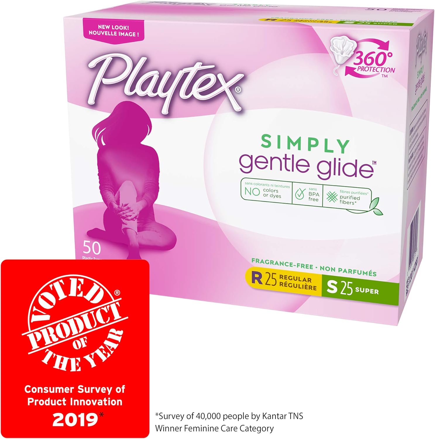 Playtex Simply Gentle Glide Multipack Unscented Tampons with Regular and Super Absorbencies, 50 Count (Packaging May Vary): Health & Personal Care