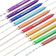 AOROKI 10 Colors Curve Highlighter Pens Set, 10 Different Shapes Dual Tip Markers, Cool Pens for Journal Planner Scrapbook Art Office School Supplies for Kids Adults