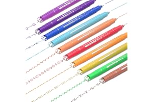 AOROKI 10 Colors Curve Highlighter Pens Set, 10 Different Shapes Dual Tip Markers, Cool Pens for Journal Planner Scrapbook Art Office School Supplies for Kids Adults