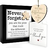 Thank You Gift for Coworkers - Meaningful Appreciation Gift Set with Framed Quote Sign, Wooden Heart Ornament & Card for Office, Work Colleagues, Desk Decor HF395