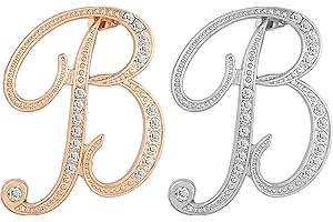 CINFAC 2PCS letter brooch pins for women fashion 26 letters A~Z Gold silver rhinestone men Women's alphabet initial brooches pin for clothing Christmas stockings bulk