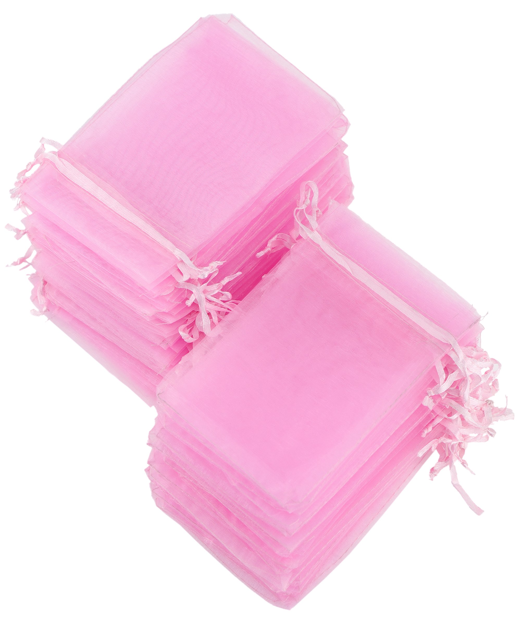 FiveSeasonStuff Pink Organza Bags Wedding Favours Gift Jewellery Birthday Party Baby Shower Arts & Crafts Gift Wrapping Candy DIY Pouches (10cm x 15cm) Medium — Pack of 100