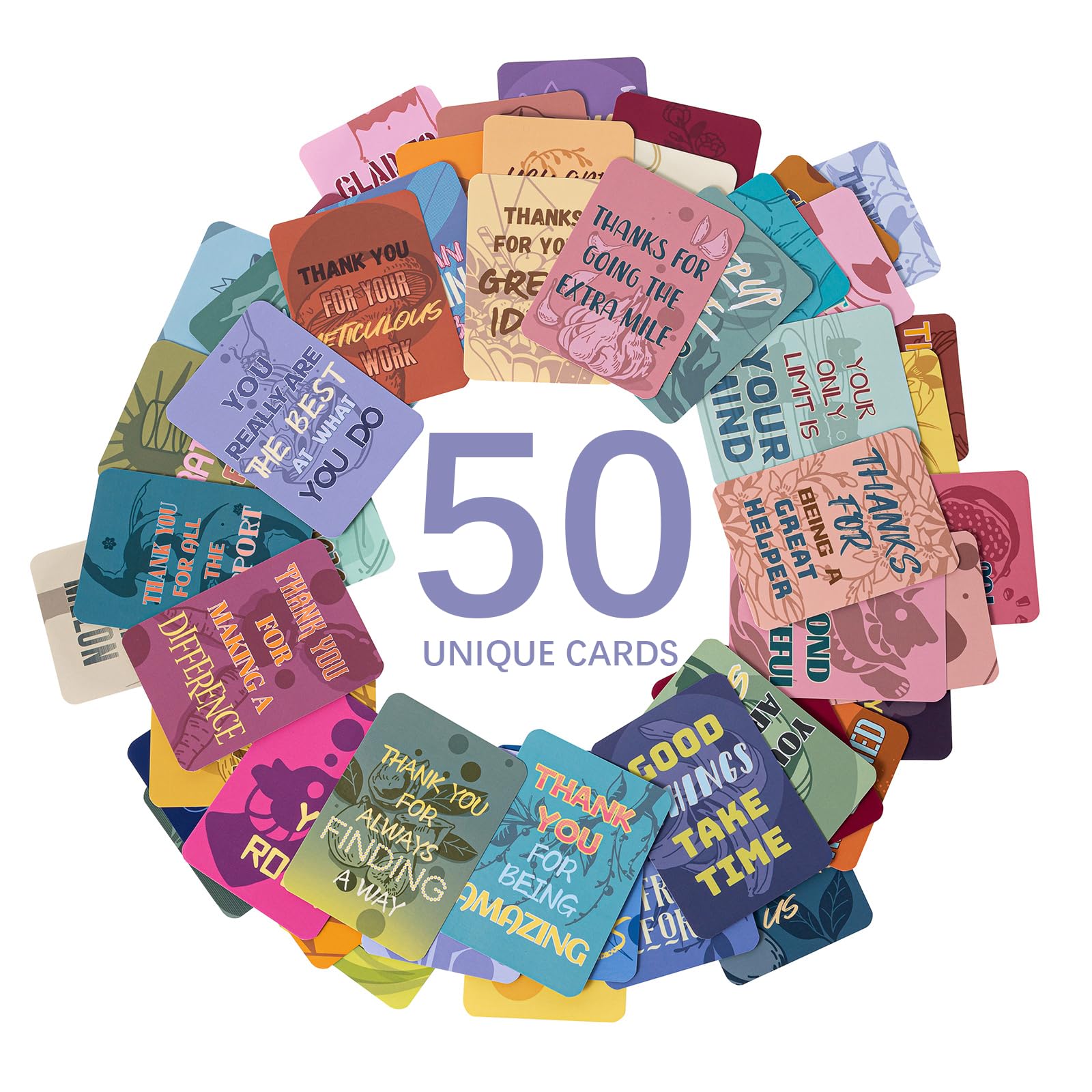 HOMANGA 50 Unique Motivational Cards for Employees, Employee Appreciation Card, Kindness Thank You Notes for Coworkers, Gratitude, Affirmations Cards for Coworkers, Teachers, Boss