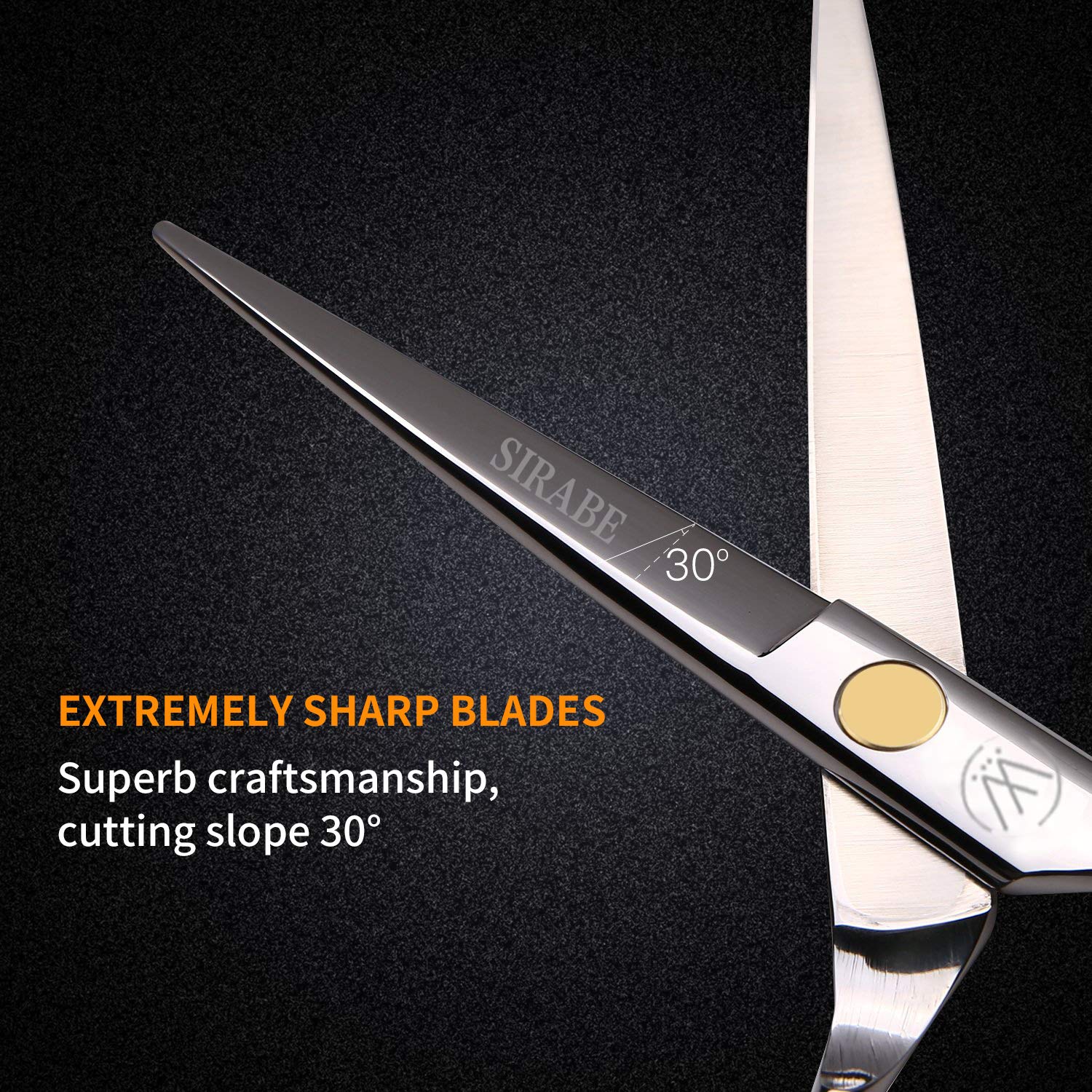 Sirabe Hair Cutting Scissors Shears - 6.5” Professional Razor Edge Haircut Scissor Japanese Stainless Steel Hairdressing Shear for Women Men Barber, Salon, Home, Cowhide Protective Cover Included: Beauty