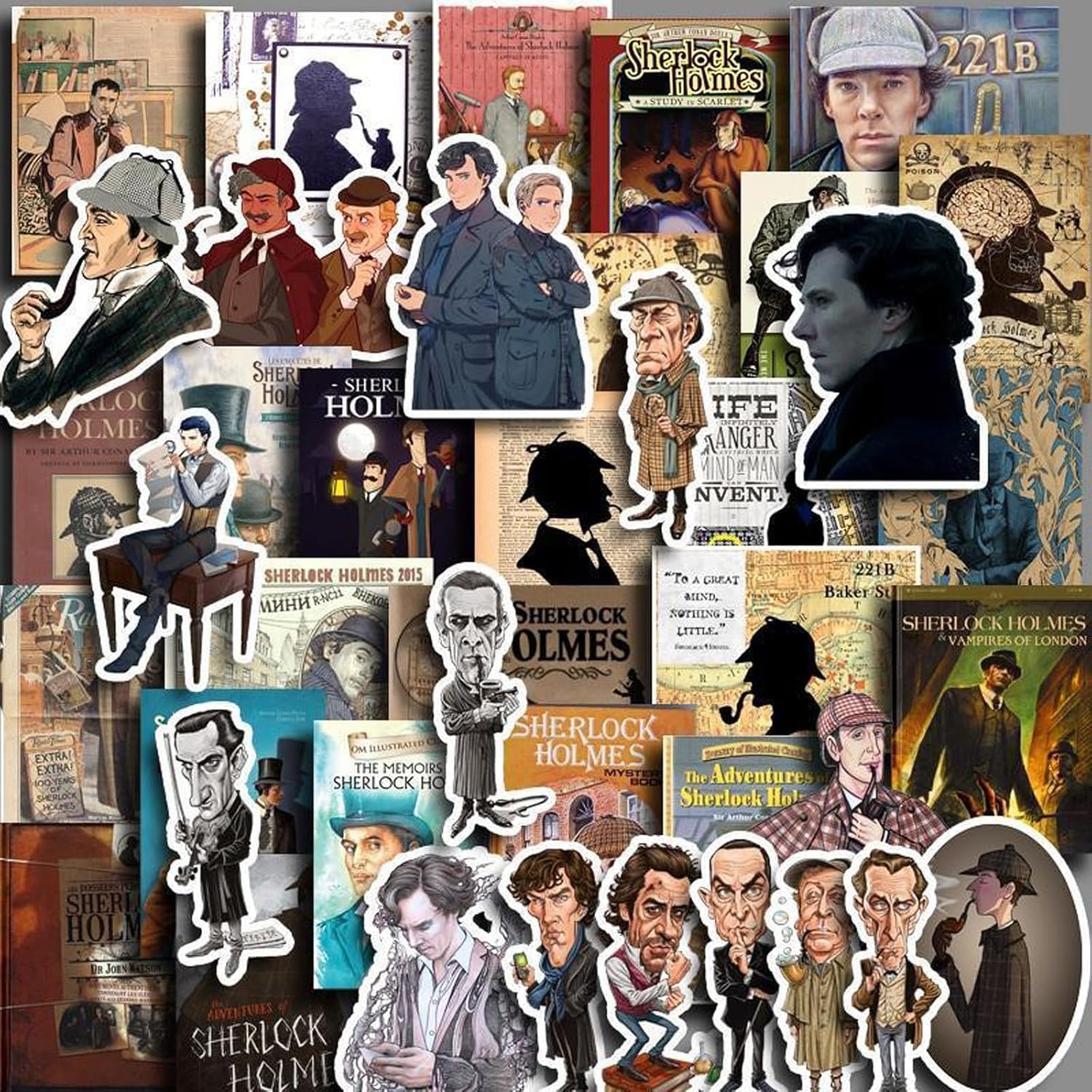 40 Pcs Sherlock Holmes Stickers|Sherlock Holmes Waterproof Vinyl Stickers for Water Bottles Laptop Car Bicycle Motorcycle Refrigerator Luggage Cup Computer Mobile Phone Locker Skateboard Decals