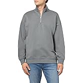 HUGO mens Square Logo Quarter Zip Cotton Sweatshirt
