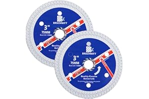 Super Thin Diamond Porcelain Saw Blade with X Teeth,BRSCHNITT 2pcs 3 Inch (75mm) x Arbor 3/8 Inch (10mm) Angle Grinder Diamon