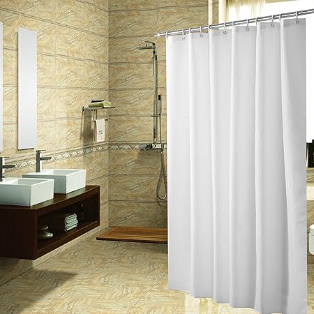 Samidy Fabric Shower Curtain Liner Solid White Hotel Quality