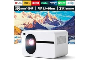 WIELIO Projector with Wifi and Bluetooth, Native 1080P 12000L Outdoor Portable Video Movie Wifi Projector Home Theater, Projector Compatible with iOS/Android PC/TV Stick/HDMI/USB/AV