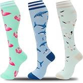 fenglaoda Compression Socks for Women Men 3 Pairs Graduated Compression Support Circulation Socks for Nurses