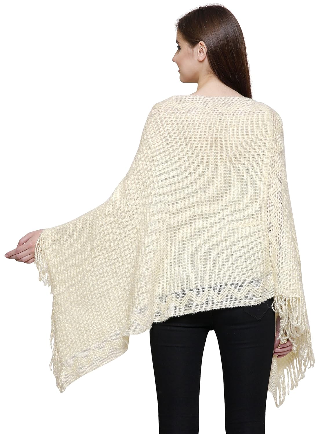 matelco women's woolen long knitted poncho (free size)