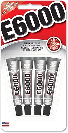Eclectic E6000 Industriekleber, 4x 5,3ml Tuben, hitzebeständiger wasserfester Kleber ...