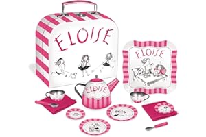 YOTTOY Eloise Collection | 12-Piece Kids Tin Tea Set Toy with Illustrations & Sturdy Carrying Case