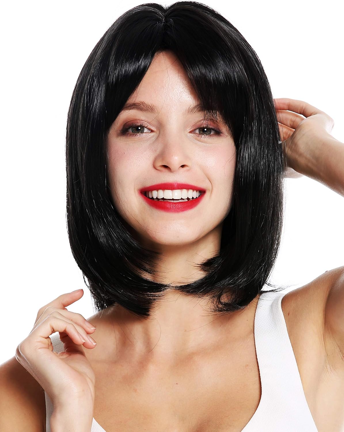 WIG ME UP - VK-28-1B quality women's wig medium length layered sleek waved tips black, Velvet black (1B), Länge: ca. 50 cm - Image 3