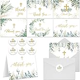 DIFEDO 30 Pack Christian Thank You Cards with Envelopes & Stickers - 6x4 Inch Religious Christian Greeting Cards Bulk for Baptism, Wedding, Communion, Funeral, Baby Shower