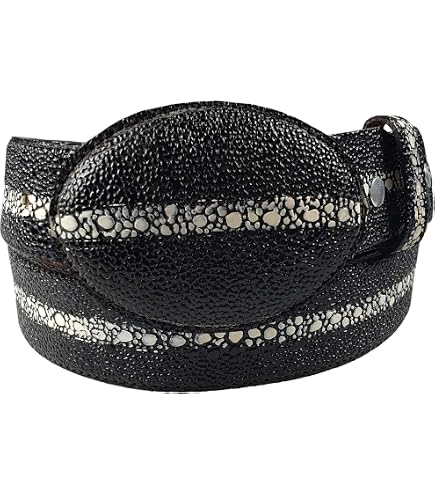 Genuine stingray leather belt Black 48 display picture 3
