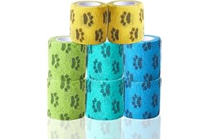 FRIPUP Dog Paw Bandage for Wounds - FSA & HSA Eligible - Self-Sticking Vet Wrap for Wound, Paw, Leg, Tail - Non-Woven Bandage Wrap for Pets, Cats, Horses, Birds (2 Inch, 8 Rolls, 4 Colors)
