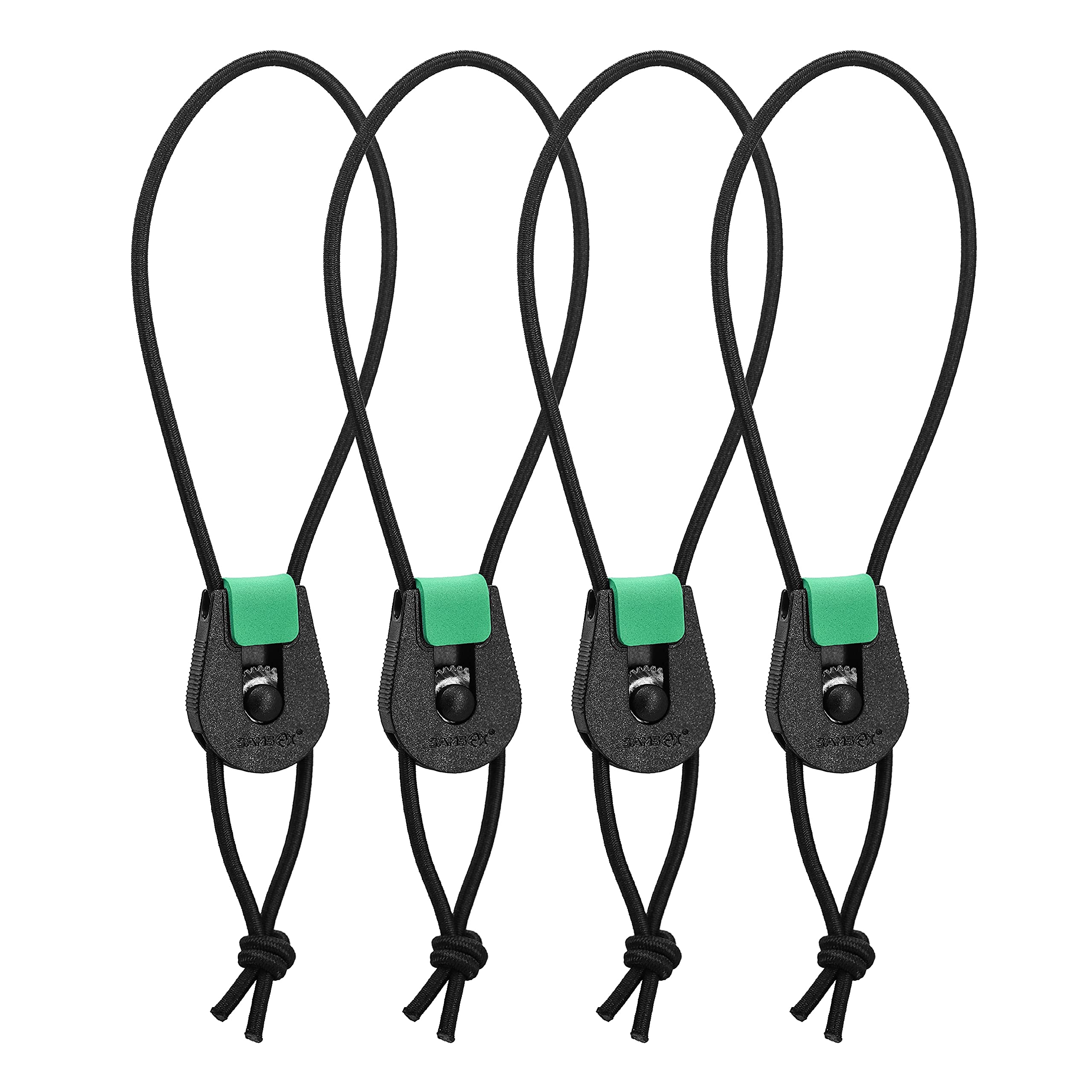 SAMSFX Fishing Quick Rod Ties Leash for Pole Holders Organizer Bunngee Cord Straps (20cm / 7.8in, Black & Green)