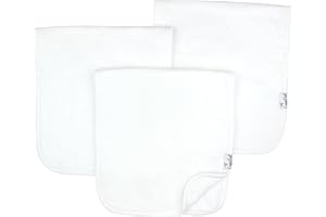 Copper Pearl Premium Baby Burp Cloths - 3-Pack Large Cotton Burp Cloths, Extra Soft Spit Up Rags with 3 Absorbent Layers, Perfect for Baby Boy and Baby Girl Gifts (21" x 10" Size, White Basics Set)