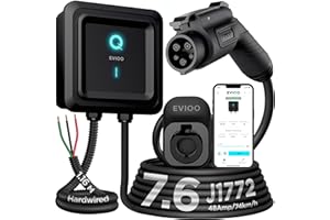 EVIQO Level 2 EV Charger - Home Wall EV Charger Level 2-48 Amp 11.5 kWh, 240V, Hardwire EV Chargers with 7.6m Charging Cable 
