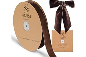 SIMISI RIBBON Brown Velvet Ribbon 1'' 25 Yards for Christmas Tree, Gift Wrapping, Flower Bouquet, Wreath Decorations, Bow Making