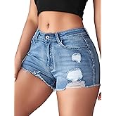 DEICAEVO Jean Shorts Womens High Waisted Stretchy Ripped Denim Shorts Casual Distressed Multi Pockets Denim Shorts