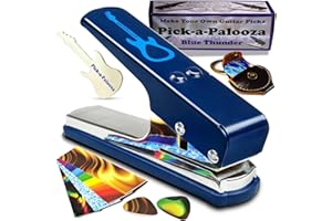 Pick-a-Palooza DIY Guitar Pick Punch - The Premium Guitar Pick Maker and a Leather Key Chain Pick Holder - Gift Pack - Blue